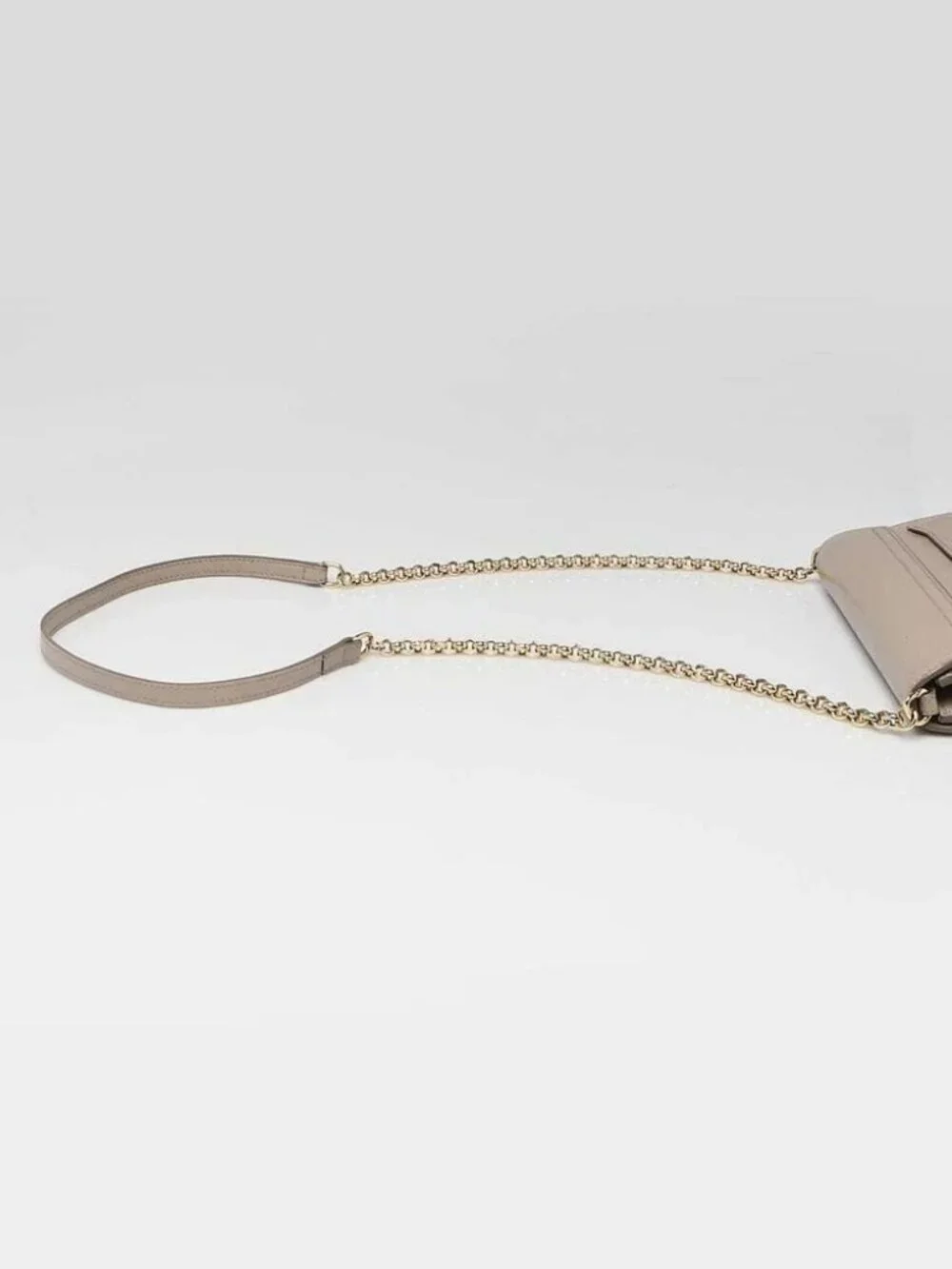 Chloe Motty Grey Calfskin Leather and Suede C Chain Clutch Bag
